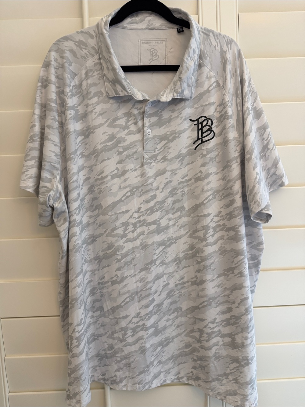 Light Gray Camo Polo with 'B' Logo - Men's